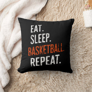 Cojín Decorativo Comer Dormir Baloncesto Repetir Retro Vintage