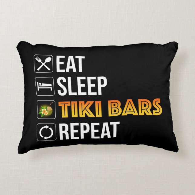 Cojín Decorativo Comer. Dormir. Bares Tiki. Repetir (Anverso)