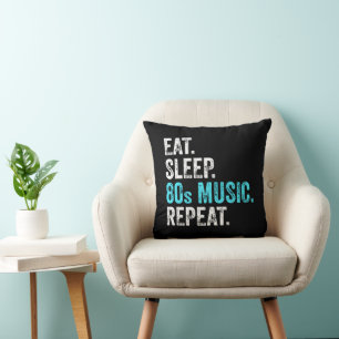 Cojín Decorativo Comer Dormir Música 80s Repetir