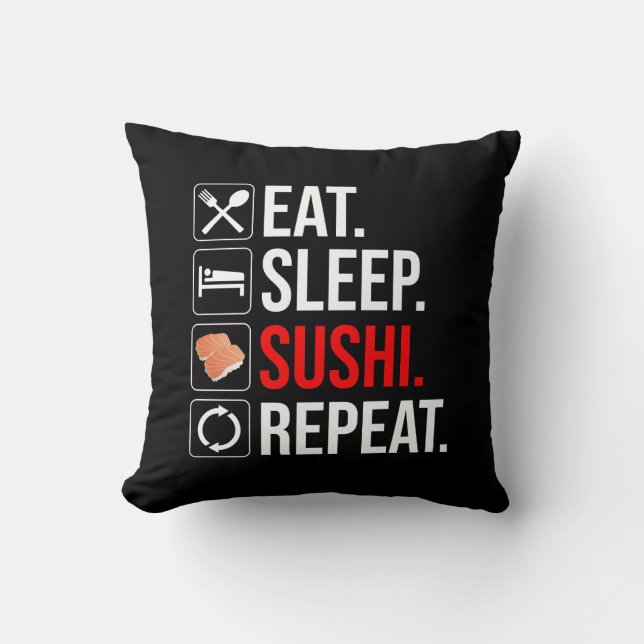 Cojín Decorativo Comer. Dormir. Sushi. Repetir (Anverso)