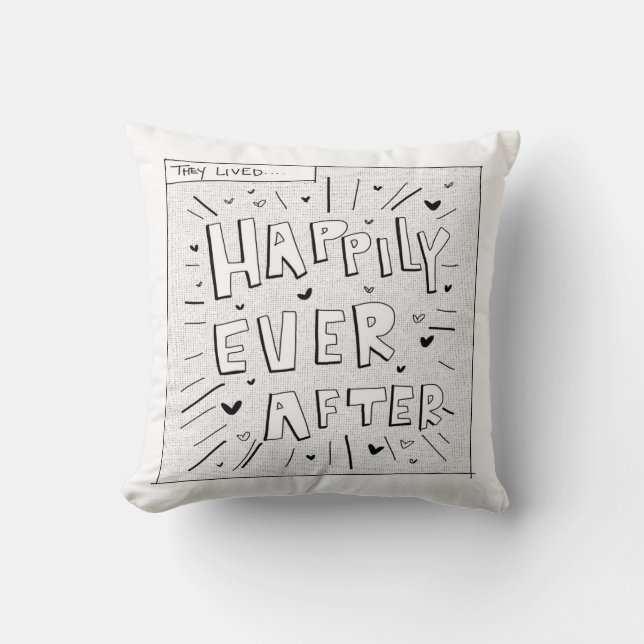Cojín Decorativo Cómico inspirado feliz siempre después (Anverso)