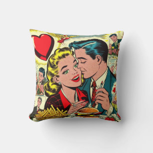 Cojín Decorativo Comics de parejas de amor retro