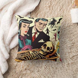 Cojín Decorativo Comics de parejas de Góticos retro