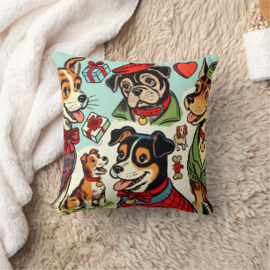 Cojín Decorativo Cómics de perros retro curados