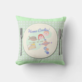 Cojín Decorativo Comida casera divertida retro lema de comida en ti