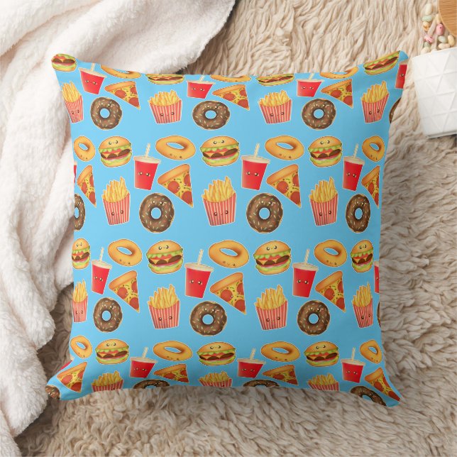 Cojín Decorativo Comida chatarra kawaii (Manta)