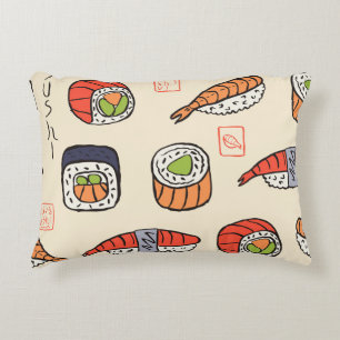 Cojín Decorativo Comida de sushi, diseño de patrones impecable.