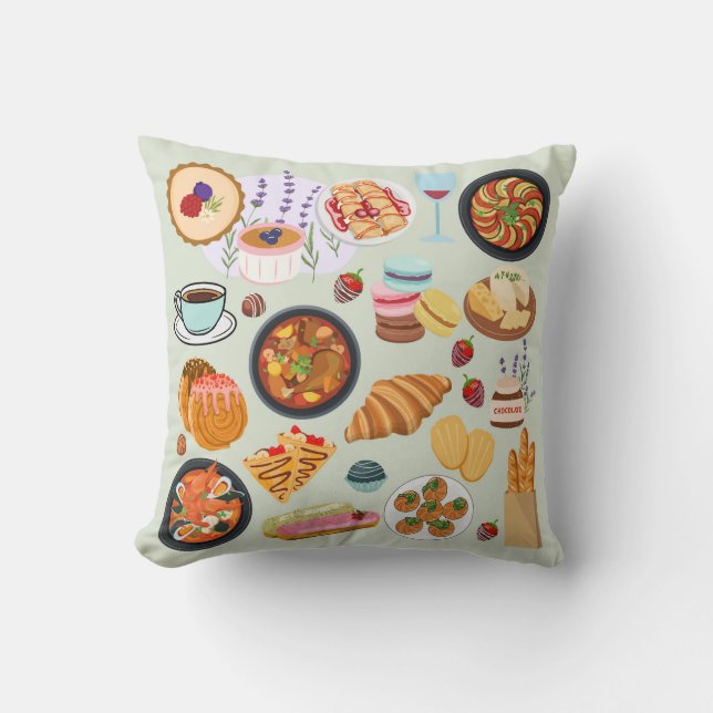 Cojín Decorativo Comida francesa (Anverso)