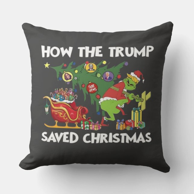 Cojín Decorativo Cómo salvó Trump a los Navidades (Anverso)