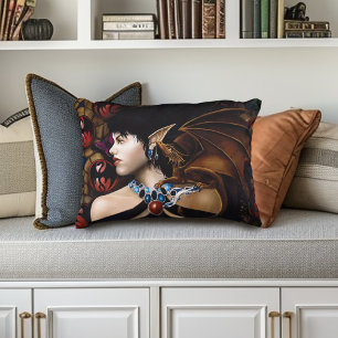 Cojín Decorativo Compañero Dragón Elfo Místico Mariposa Fantasía