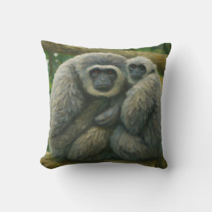 Cojín Decorativo Compañeros Gibbon - Retrato Emocional de la Vida S