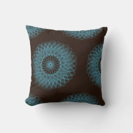 Cojín Decorativo Complejo Guilloche Flor patrón marrón verde azulad