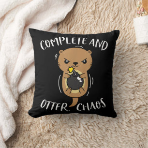 Cojín Decorativo Completo y Caos de Nutria Divertido Pun Pun de Nut