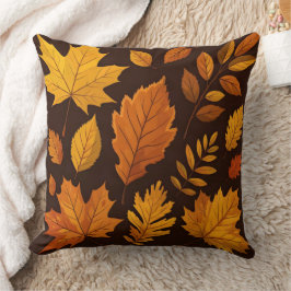 Cojín Decorativo Composición Artística de Hojas de Otoño