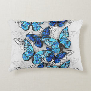 Cojín Decorativo Composición de mariposas blancas y azules