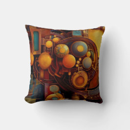 Cojín Decorativo Composición de Orbe Mecánico Steampunk