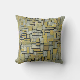 Cojín Decorativo Composición de Piet Mondrian en Marrón y Gris