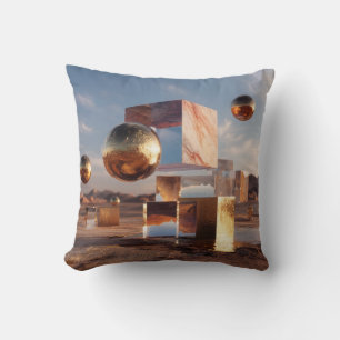 Cojín Decorativo Composición Geométrica Surrealista Con Esferas Dor
