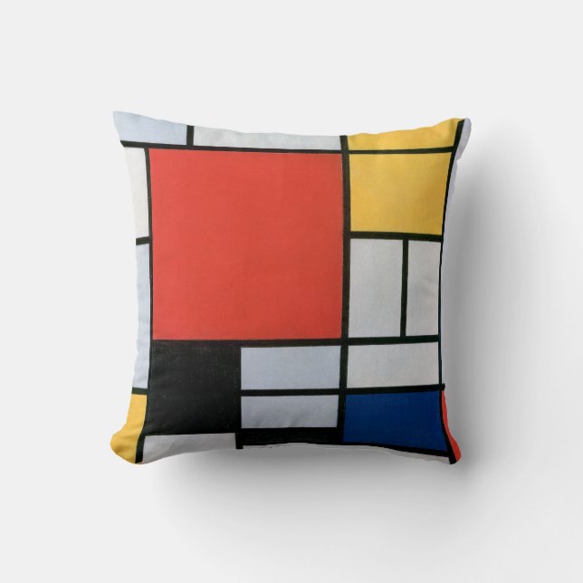 Cojín Decorativo Composición rojo, amarillo, azul, negro | Mondriaa (Anverso)