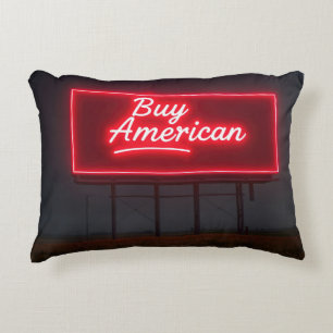 Cojín Decorativo Comprar una caja de anuncios de Red Neon Americana