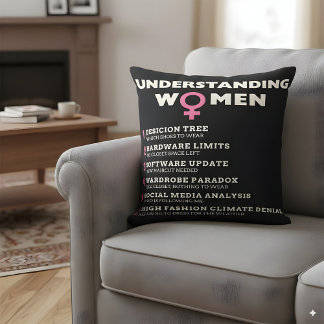 Cojín Decorativo Comprender el gracioso meme de las mujeres en el h