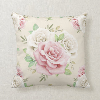 Cojín Decorativo Comprimido Floral Blanco Y Rosa