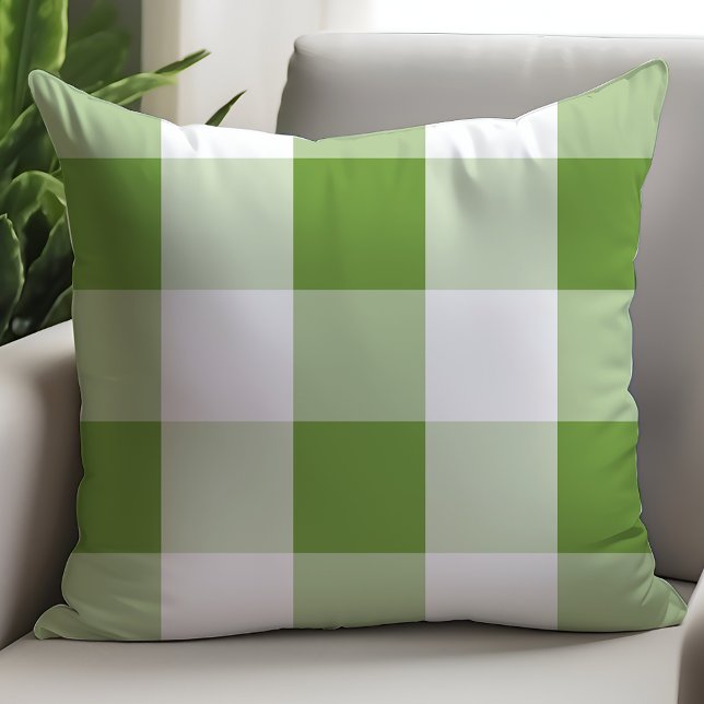 Cojín Decorativo Comprobación clásica de búfalo blanco verde (Subido por el creador)