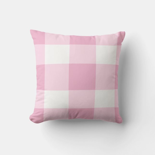 Cojín Decorativo Comprobación clásica de búfalo rosa (Anverso)