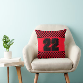 Cojín Decorativo Comprobación de rojo y negro