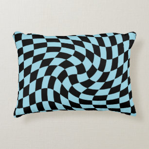 Cojín Decorativo Comprobación retro pastel azul negro brujería