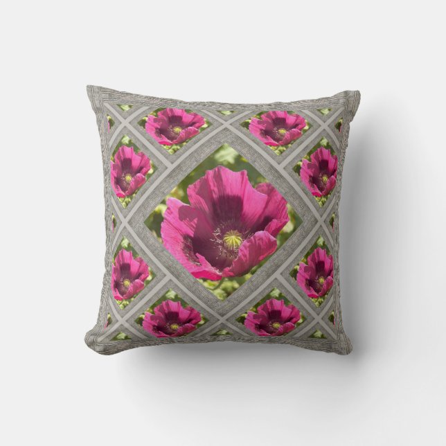 Cojín decorativo con asombrosa amapola magenta (Anverso)