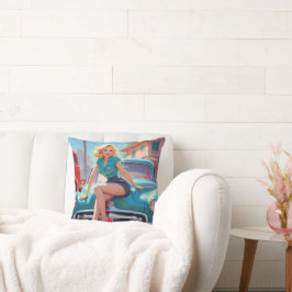 Cojín decorativo con chica de pinza de época