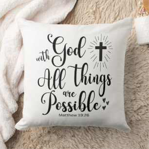 Cojín Decorativo Con Dios todas las cosas son posibles - Mateo 19:2