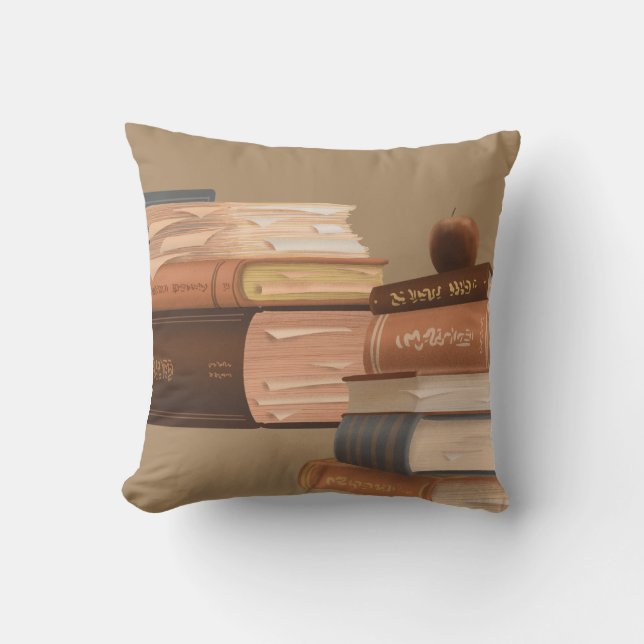 Cojín decorativo con el diseño de pila de libros (Anverso)