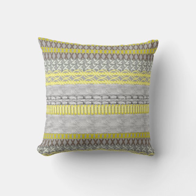 Cojín decorativo con estampado amarillo gris moder (Anverso)