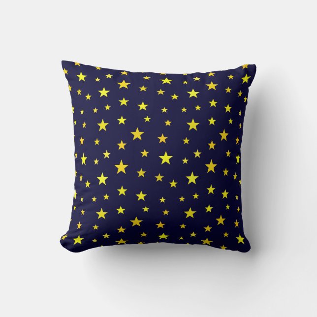 Cojín decorativo con estrellas sobre fondo azul ma (Anverso)