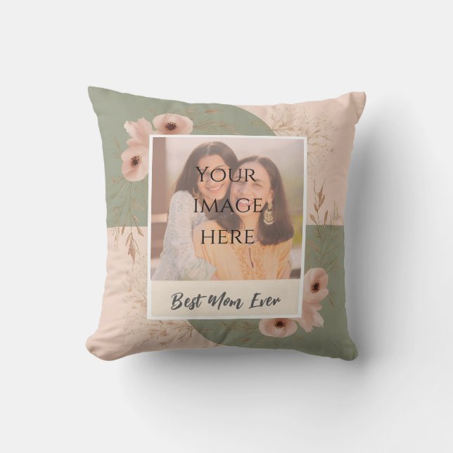 Cojín decorativo con foto de "Mejor Mamá de la His (Anverso)