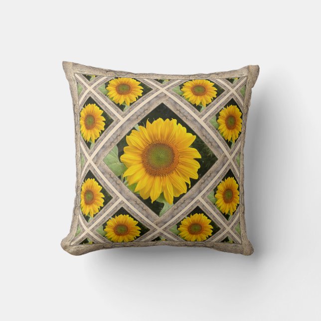 Cojín decorativo con girasoles alegres (Anverso)