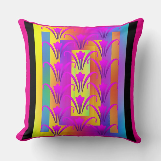 Cojín Decorativo con Lirios Rosa Brillante (Anverso)