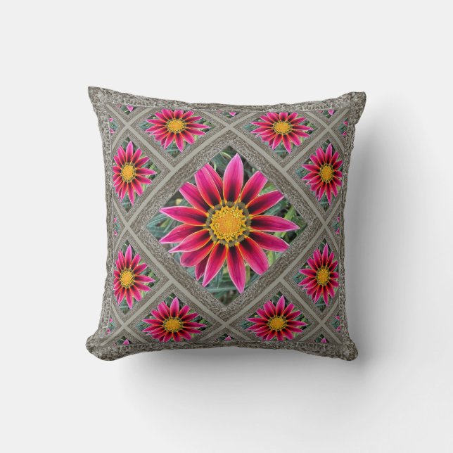 Cojín decorativo con Magenta Gazania (Anverso)
