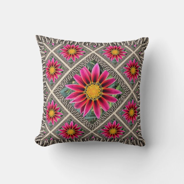 Cojín decorativo con Magenta Gazania (Anverso)