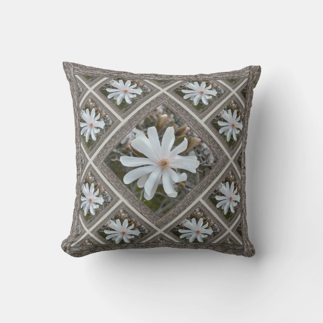 Cojín decorativo con Magnolias Blancas (Anverso)