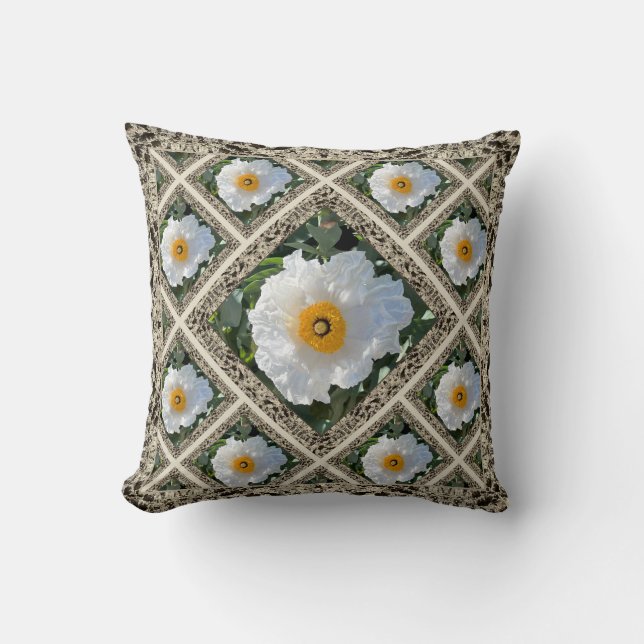 Cojín decorativo con Matilija Poppies (Anverso)