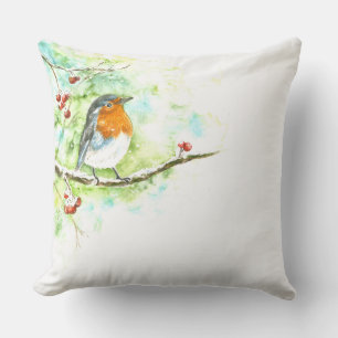 Cojín decorativo con Watercolor Robin