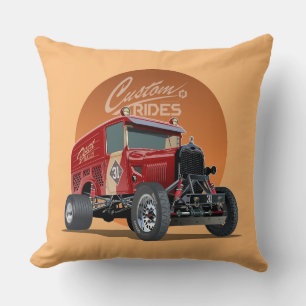 Cojín Decorativo Concepto de auto de carrera retro personalizado