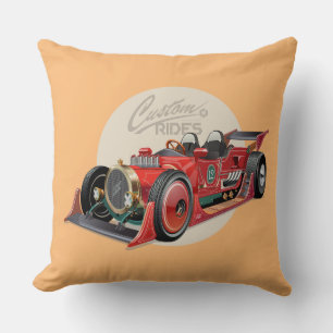 Cojín Decorativo concepto de coche de carreras retro personalizado