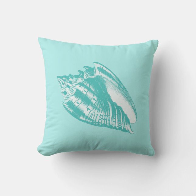 Cojín Decorativo Conch Shell - agua blanda y blanco (Anverso)