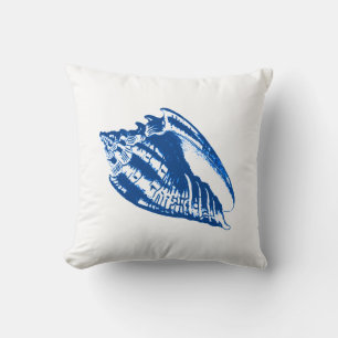 Cojín Decorativo Conch Shell - azul marino y blanco