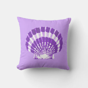 Cojín Decorativo Concha de mar: violeta y blanca