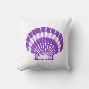 Cojín Decorativo Concha de mar: violeta y blanca